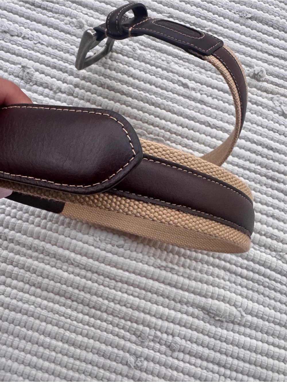 Columbia Genuine Leather & Canvas Belt Brown Tan Size 36/90 - Picture 6 of 12